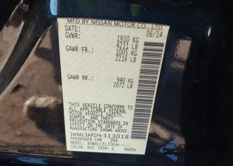 2015 Nissan Altima 2.5/2.5 S/2.5 Sl/2.5 Sv from USA, damaged, VIN 1N4AL3AP1FN313018